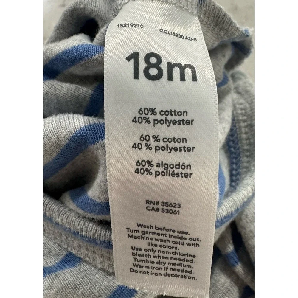 Carters Just One You Baby Boy Bodysuit 18M Gray Blue Stripe Short Sleeve Snap
